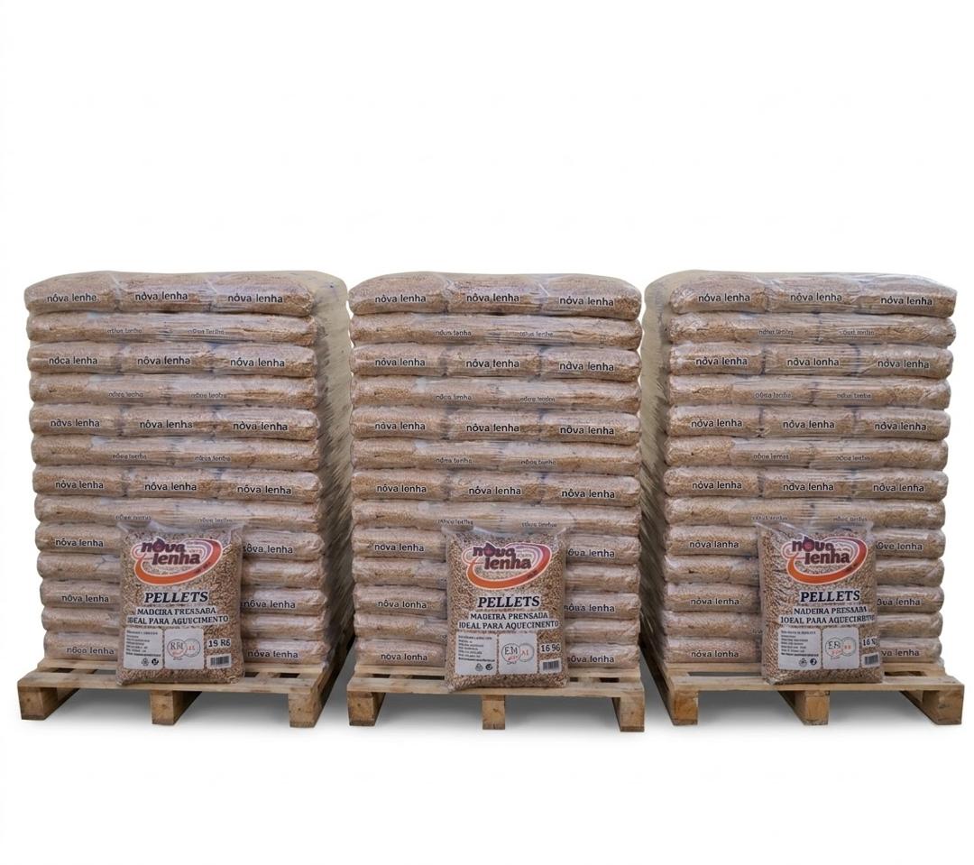 Pellets de Madeira Novalenha – 3 Palete com 231 Sacos de 15 kg