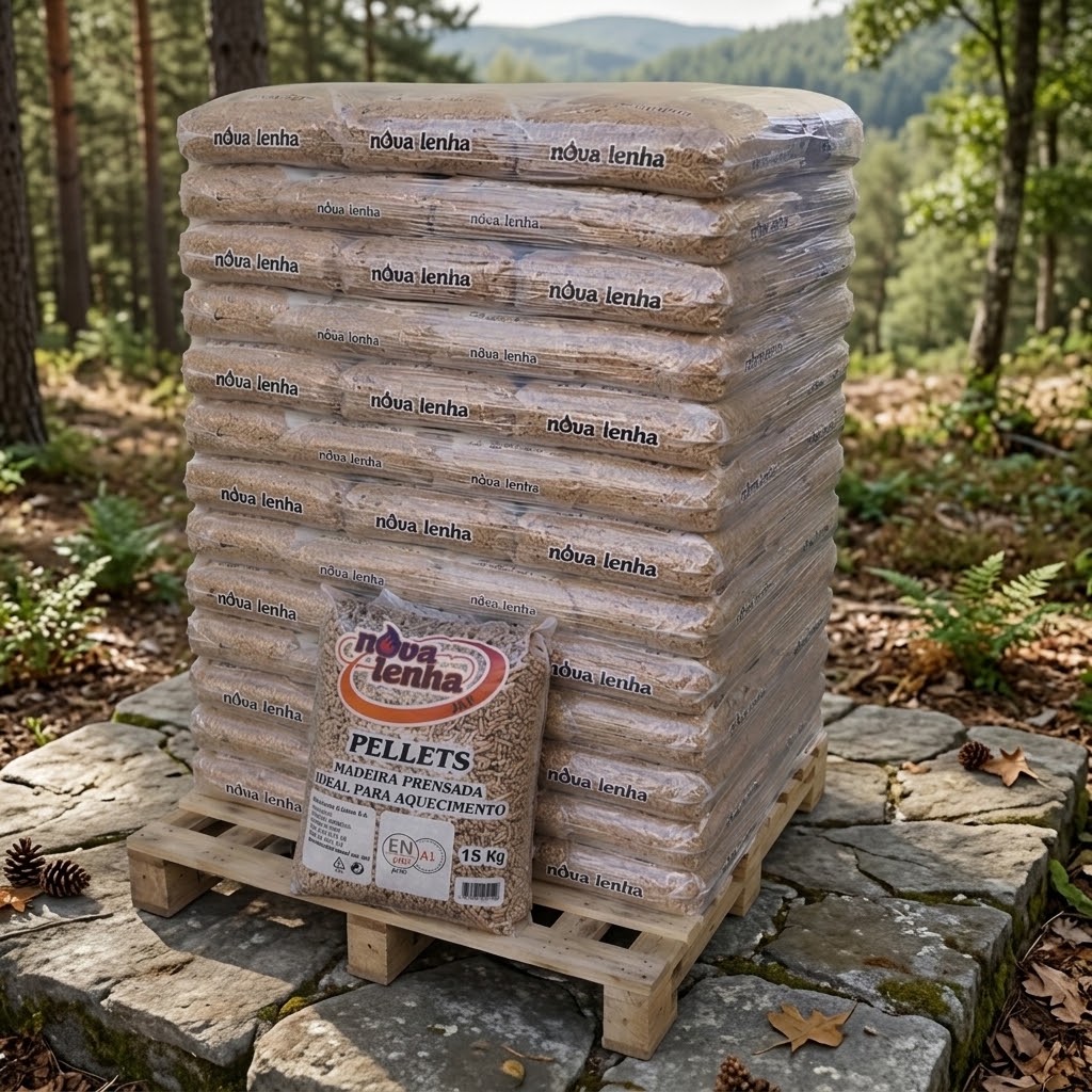 Pellets de Madeira Novalenha – Palete com 77 Sacos de 15 kg