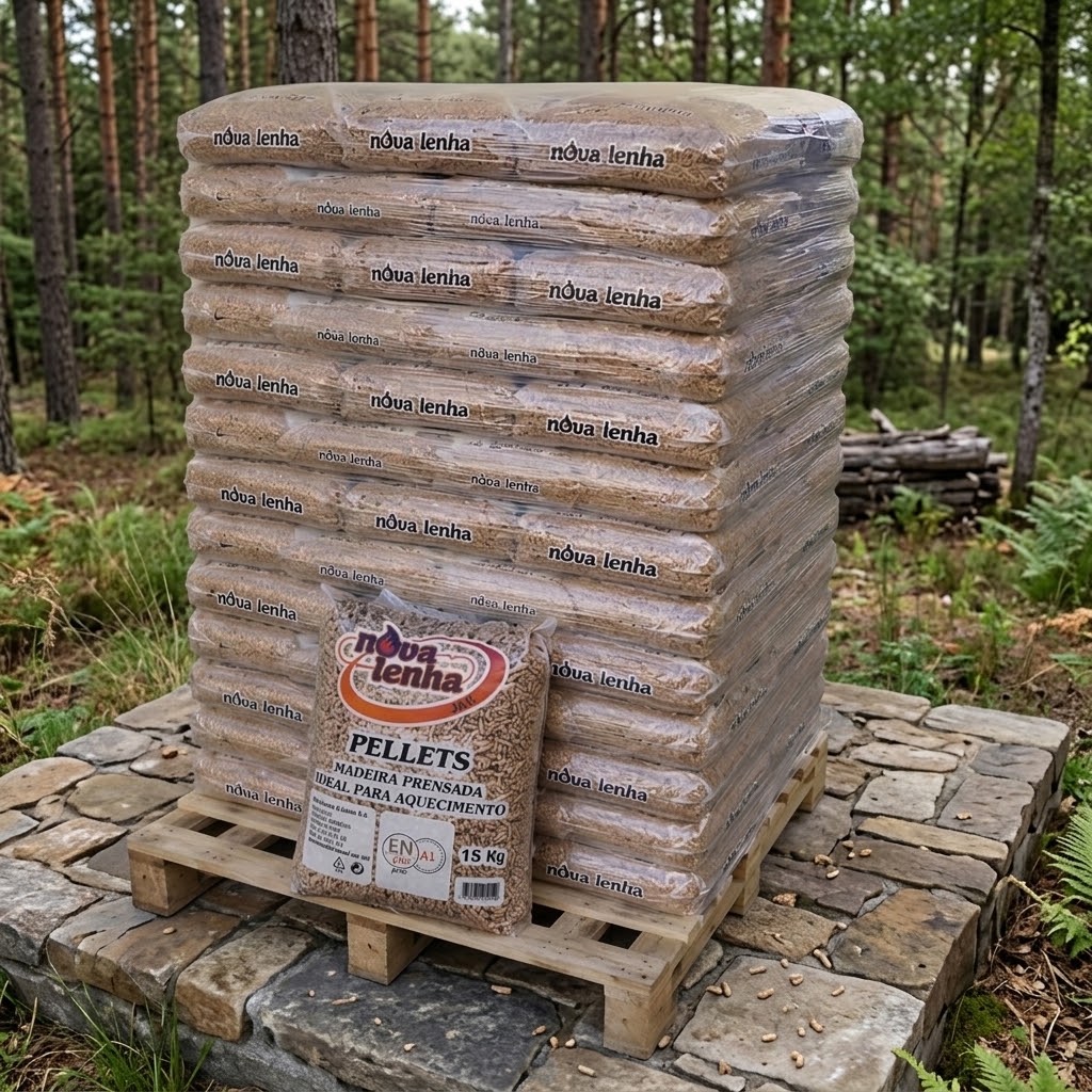 Pellets de Madeira Novalenha – Palete com 77 Sacos de 15 kg